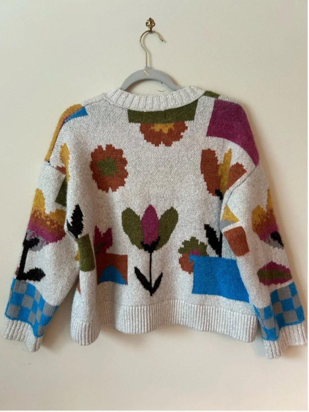 Free People Tulip Whirl Floral Cotton Blend Cardigan oversized size S - Picture 4 of 6